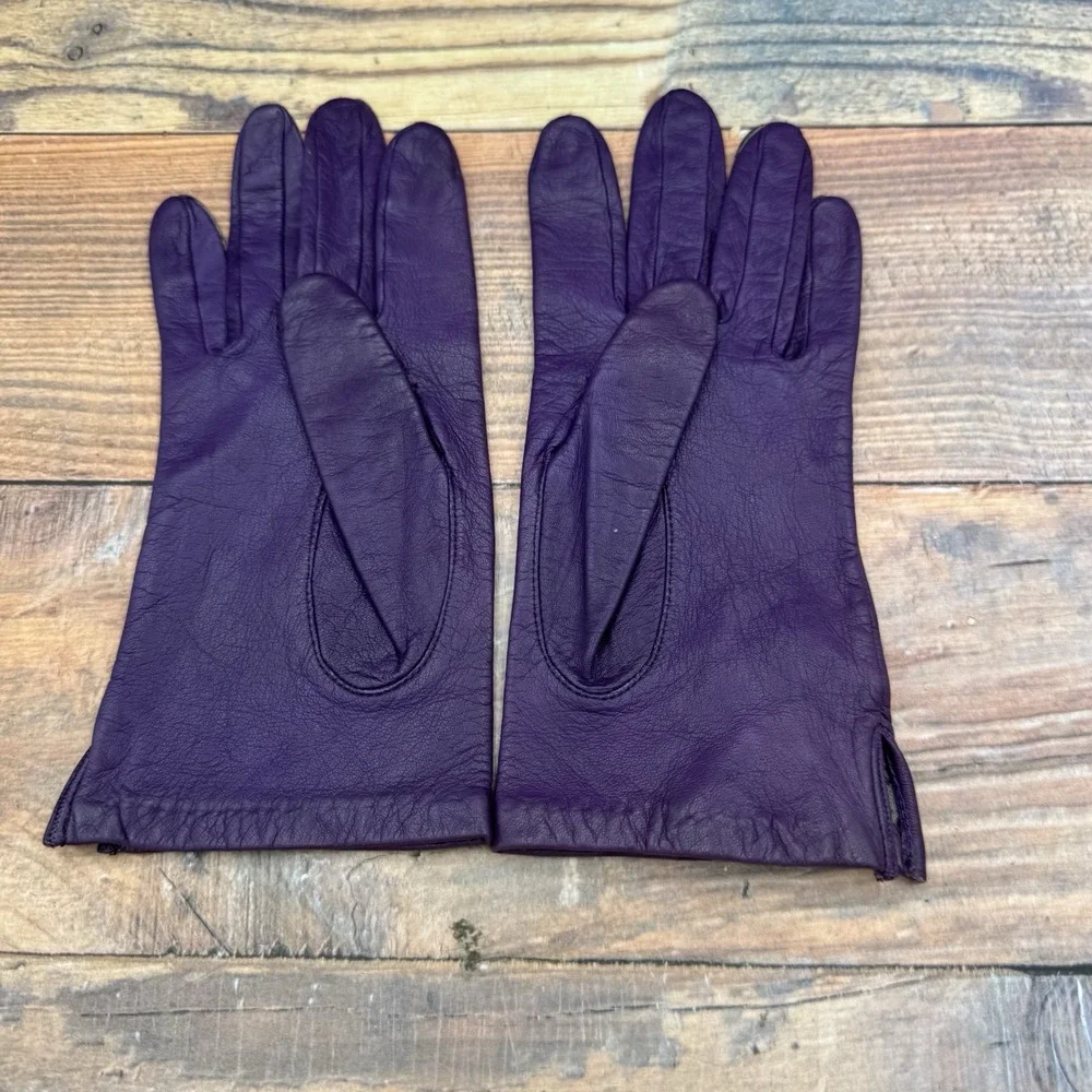 Aris Lambskin Leather Purple Driving Gloves Women Size 7 Lined Vintage MCM